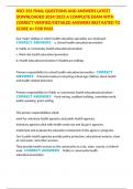 HSCI 331 FINAL QUESTIONS AND ANSWERS LATEST DOWNLOADED 2024&sol;2025 A COMPLETE EXAM WITH CORRECT VERIFIED&sol;DETAILED ANSWERS BEST RATED TO SCORE A&plus; FOR PASS
