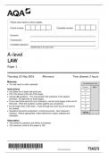 AQA A level law paper 1 2024 - question paper and mark scheme 