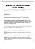 Neurological Test Questions with Verified Answers