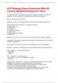 CCP Biology Exam Questions With All Correct Detailed Answers A&plus; Pass
