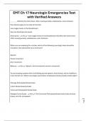 EMT Ch 17 Neurologic Emergencies Test with Verified Answers