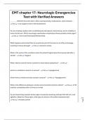 EMT chapter 17- Neurologic Emergencies Test with Verified Answers