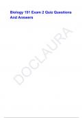 Biology 151 Exam 2 Quiz Questions And Answers