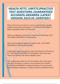 HEALTH MTTC &lpar;HMTTC&rpar;PRACTICE TEST QUESTIONS &vert;GUARANTEED ACCURATE ANSWERS &vert;LATEST VERSION 202526 &vert;VERIFIED&excl;&excl;