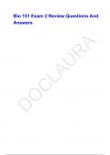 Bio 151 Exam 2 Review Questions And Answers