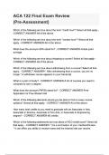  Pre Assessment ACA 122 Final Exam Review &lpar;Latest 2025&sol; 2026 Update&rpar; Actual Exam Question and answers &vert; Verified &vert; 100&percnt; correctly solved &vert; complete solutions &vert; Graded A&plus;&period;