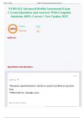 NURS 612 Advanced Health Assessment Exam 2 Actual Questions and Answers With Complete Solutions 100% Correct | New Update 2025 