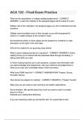 ACA122 Final Exam&sol; ACA 122 Final Exam Practice &lpar;Latest 2025 Update&rpar; Exam Review&vert; Questions and Detailed Answers&vert; 100&percnt; Verified Correct&vert; Grade A&plus; &lpar;100&percnt; Pass&rpar; All Units Covered