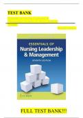 Test Bank For Essentials of Nursing Leadership and Management 7th Edition by Sally A&period; Weiss ISBN 9780803669536 Chapter 1-16 &vert; Complete Guide A&plus;&period;