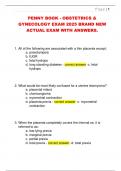 PENNY BOOK - OBSTETRICS &  GYNECOLOGY EXAM 2025 BRAND NEW  ACTUAL EXAM WITH ANSWERS&period;