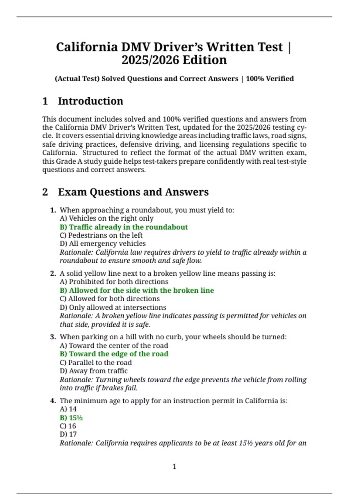 Real Dmv Questions California DMV Driver's Written Test | 2025/2026 Edition | Actual Test ...