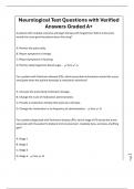 Neurological Test Questions with Verified Answers Graded A&plus;