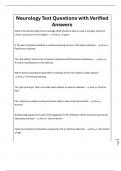 Neurology Test Questions with Verified Answers