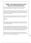 PHARM - Neurological Medications Test Questions with Verified Answers