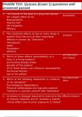 PHARM TOX&colon; Quizzes &lpar;Exam 1&rpar; questions well answered passed