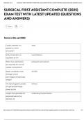 SURGICAL FIRST ASSISTANT COMPLETE &lpar;2025&rpar; EXAM TEST WITH LATEST UPDATED &lpar;QUESTIONS AND ANSWERS&rpar;