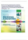 Medical Assisting Administrative & Clinical Competencies&lpar;WORKSHEETS ANSWER KEYS&rpar; &lpar;MindTap Course List&rpar; 9th Edition by Michelle Blesi&comma; All Chapters 1 - 58