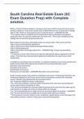 South Carolina Real Estate Exam &lpar;SC Exam Question Prep&rpar; with Complete solution