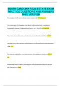 SOUTH CAROLINA REAL ESTATE EXAM PRACTICE QUESTIONS AND ANSWERS 100- VERIFIED