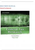 Solution Manual For Federal Tax Research&comma; 13th Edition by Roby Sawyers&comma; Steven Gill&vert; 9780357988411&vert; All Chapters&vert; LATEST 