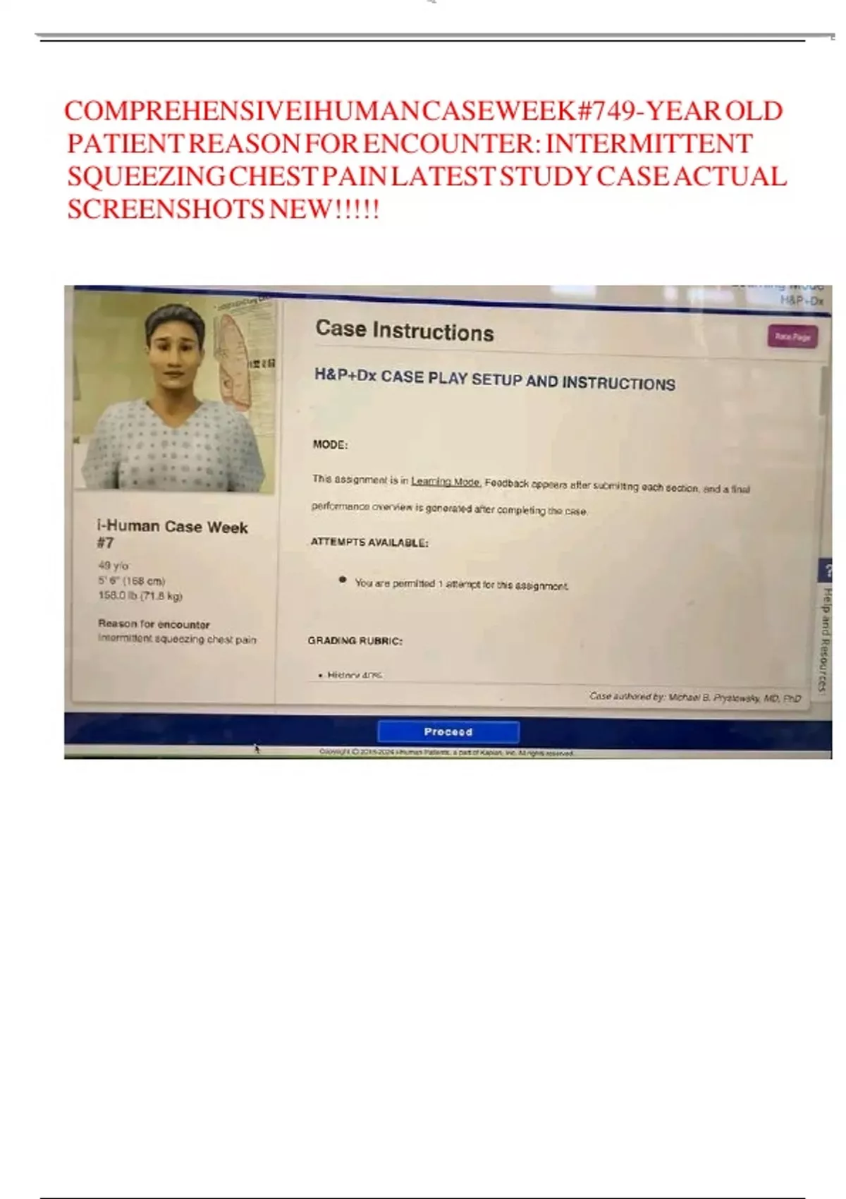 I HUMAN CASE WEEK #7 49-YEAR OLD PATIENT REASON FOR ENCOUNTER ...
