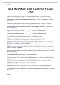 Rad 112 Patient Care Final Part 1 Exam  2025 