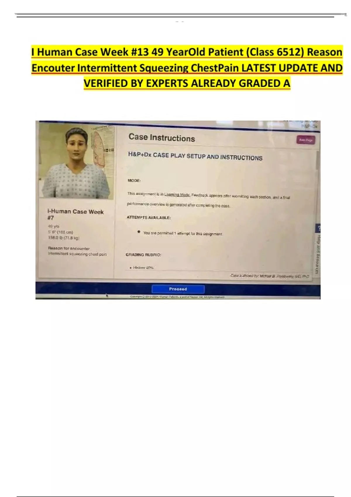 I HUMAN CASE WEEK #7 49-YEAR OLD PATIENT REASON FOR ENCOUNTER ...