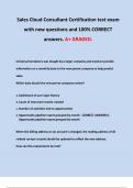 Sales Cloud Consultant Certification test exam  with new questions and 100&percnt; CORRECT  answers&period; A&plus; GRADED&period; 