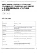 Massachusetts State Board Esthetics Exam COMPREHENSIVE QUESTIONS AND VERIFIED ANSWERS 2025&lpar;GRADED A&plus;&rpar; DETAILED ANSWERS&excl;&excl;