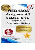 HED4808 Assignment 2 &lpar;COMPLETE ANSWERS&rpar; Semester 1 2025 - DUE 16 July 2025