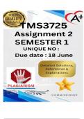 TMS3725 Assignment 2 &lpar;COMPLETE ANSWERS&rpar; Semester 1 2025 - DUE 18 June 2025