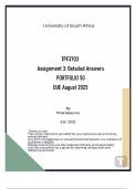 TPF3703 Assignment 3 &lpar;Detailed Answers&rpar; PORTFOLIO 50 DUE August 2025