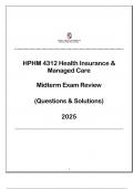 HPHM 4312 Health Insurance & Managed Care - Midterm Exam Review &lpar;Qns & Ans&rpar; - TTUHSC 2025&period;