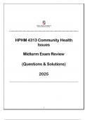 HPHM 4313 Community Health Issues - Midterm Exam Review &lpar;Qns & Ans&rpar; - TTUHSC 2025