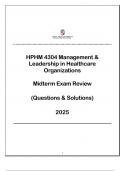 HPHM 4304 Mgt & Leadership in HC Organizations - Midterm Exam Review &lpar;Qns & Ans&rpar; - TTUHSC 2025
