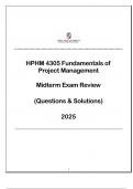 HPHM 4305 Fundamentals of Project Mgt - Midterm Exam Review &lpar;Qns & Ans&rpar; - TTUHSC 2025