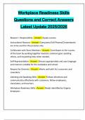 Workplace Readiness Skills Questions and Correct Answers Latest Update 2025&sol;2026