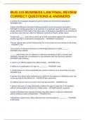 BUS-115 BUSINESS LAW FINAL REVIEW CORRECT QUESTIONS & ANSWERS