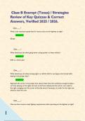 Class B Exempt &lpar;Texas&rpar; &sol; Strategies Review of Key Quizzes & Correct Answers&comma; Verified 2025 &sol; 2026&period;     
