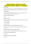 APHA-PHARM CARE FINAL EXAM QUESTIONS WITH CORRECT ANSWERS&excl;&excl;