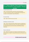 N&period;C&period; Claims Adjuster Exam Questions and  Correct Answers&sol; Latest Update &sol; Already  Graded 