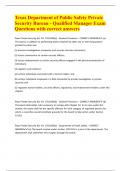 Texas Department of Public Safety Private Security Bureau - Qualified Manager Exam Questions with correct answers 