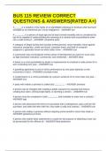 BUS 115 REVIEW CORRECT QUESTIONS & ANSWERS&lpar;RATED A&plus;&rpar;