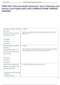 Exam &lpar;elaborations&rpar; NURS 5220 Health AssessmenT QUESTIONS AND ANSWERS 