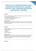 CSBI EXAM &vert; CERTIFIED SPECIALIST BUSINESS INTELLIGENCE 2024&sol;2025 UPDATE &vert; 100&percnt; VERIFIED QUESTIONS AND EXPERT ANSWERS