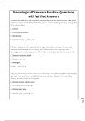 Neurological Disorders Practice Questions with Verified Answers