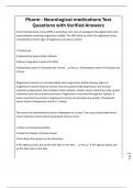Pharm - Neurological medications Test Questions with Verified Answers