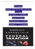 TEST BANK For McGraw-Hill's Essentials of Federal Taxation 2024 Edition&comma; 15th Edition By Brian Spilker&comma; Benjamin Ayers&comma; 9781265364656 Verified Chapters 1 - 17&comma; Complete
