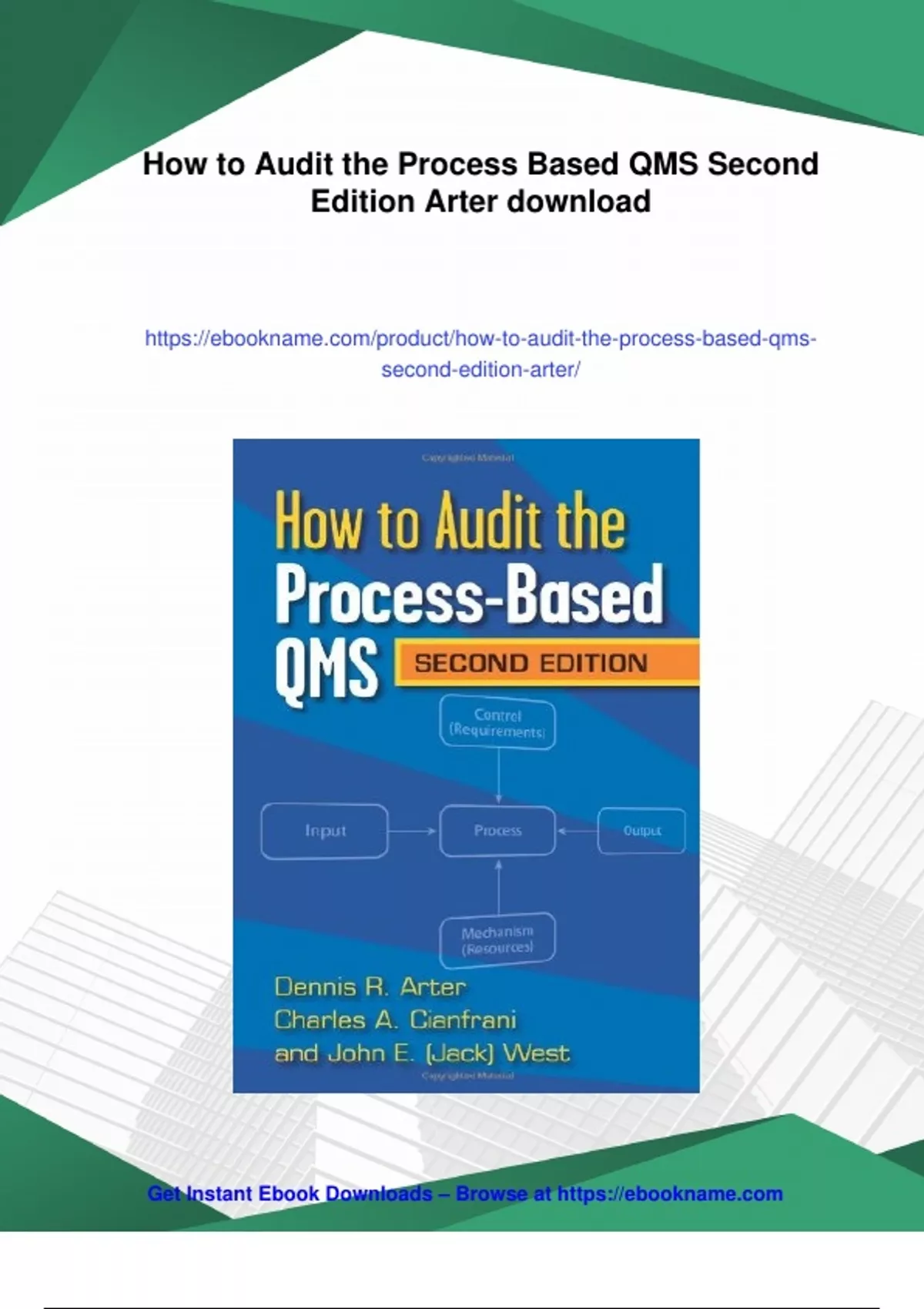 Summary How to Audit the Process Based QMS Second Edition Arter - PDF ...