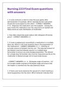 Nursing 223 Final Exam questions with answers
